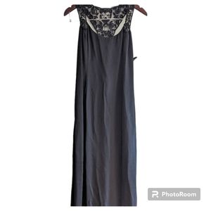 Vintage Scott McClintock Lacey Black Long Formal Dress  Beaded Lace Razorback 12